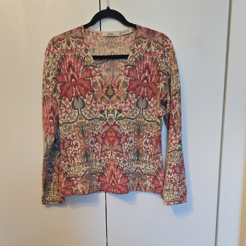 Neiman Marcus Floral Blouse in Red and Green